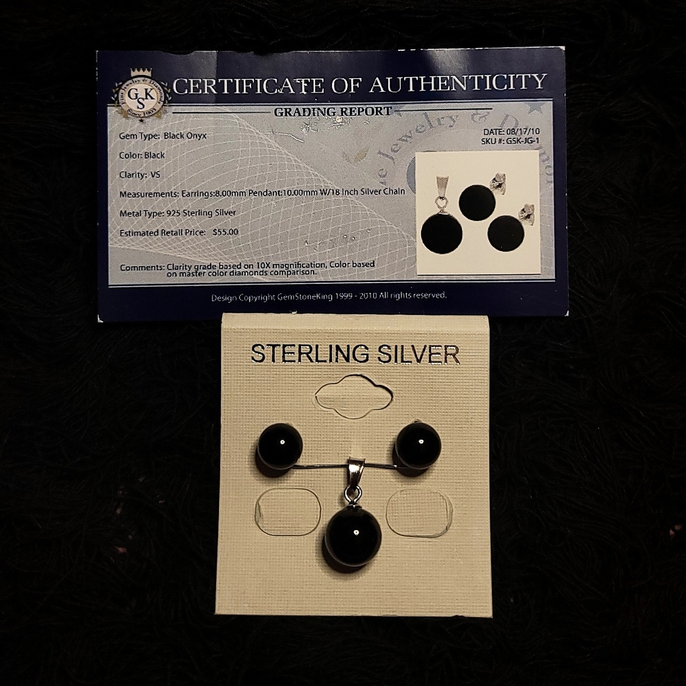 Sterling Silver Black Onyx Jewelry Set